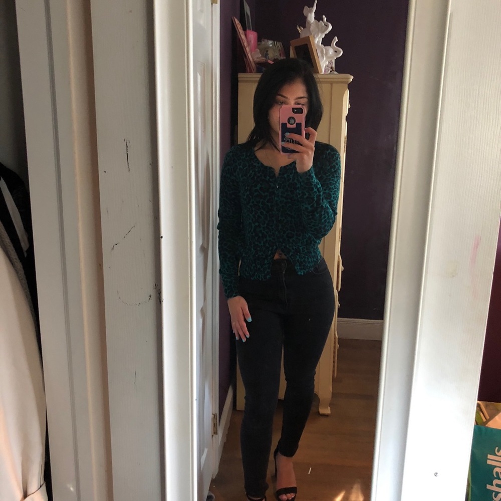 Blue cheetah sweater